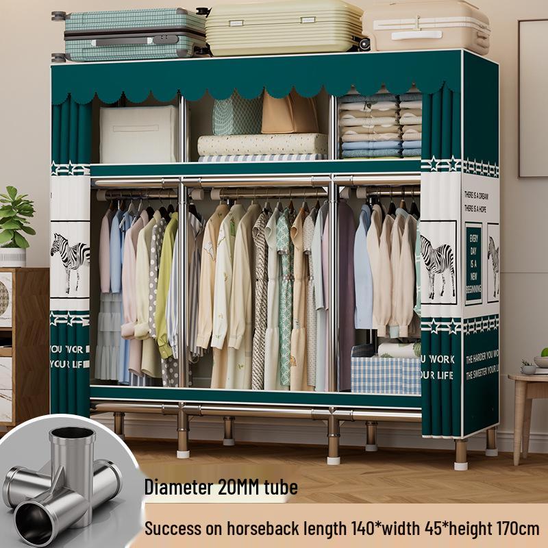 Sturdy Reinforced Steel Frame Fabric Wardrobe for Home & Bedroom Use
