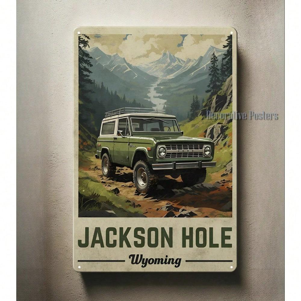 Ford Bronco Vintage Metal Poster Sign 20x30cm Rustic Garage Wall Art Man Cave Decor Tin Col