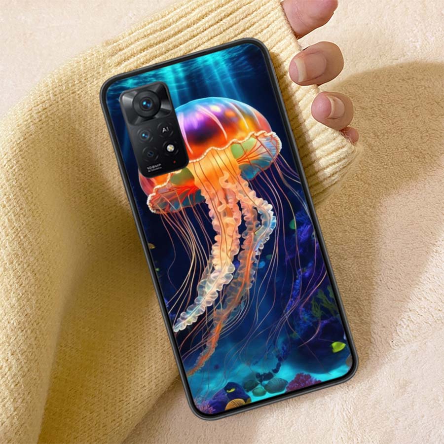 Magic Jellyfish Phone Case For Redmi Note 13 14 15 Pro Plus 12 13C 12C 15C 9 10 10C 9T 9C 9A TPU Soft Cover Clear Cell Cases Sho