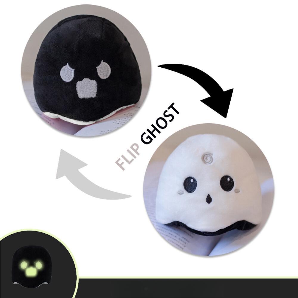 Reversible Night Light Ghost Plush Toy Funny Face-changing Demon With Flip Design Halloween Gift