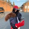 Women’s Short Hooded Windproof Thicken Warm Winter Jacket With Big Fur Lapel