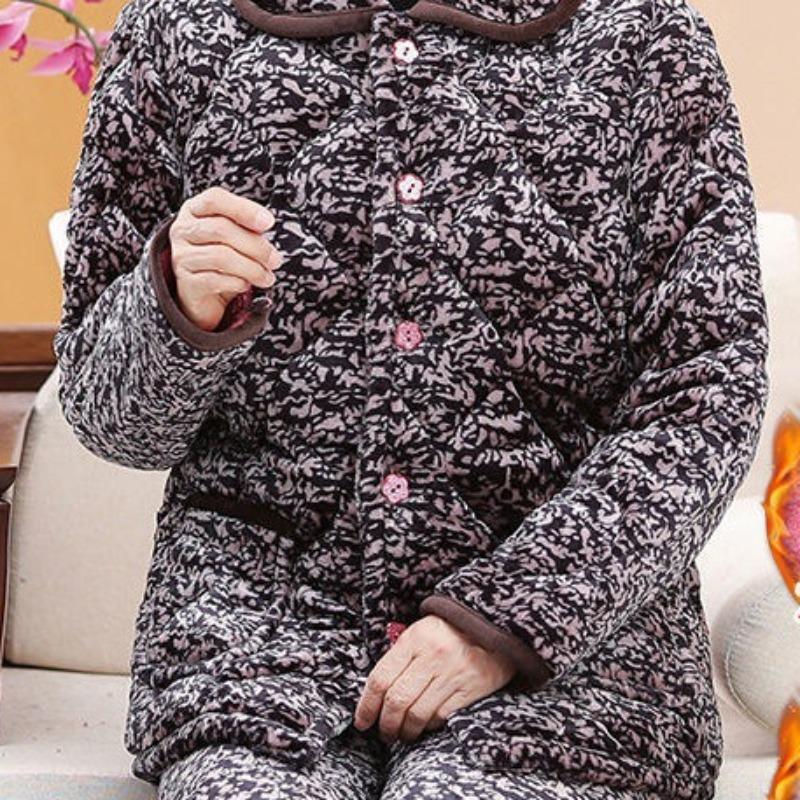 Three-layer thickened coral fleece pajamas loungewear semicircular jujube