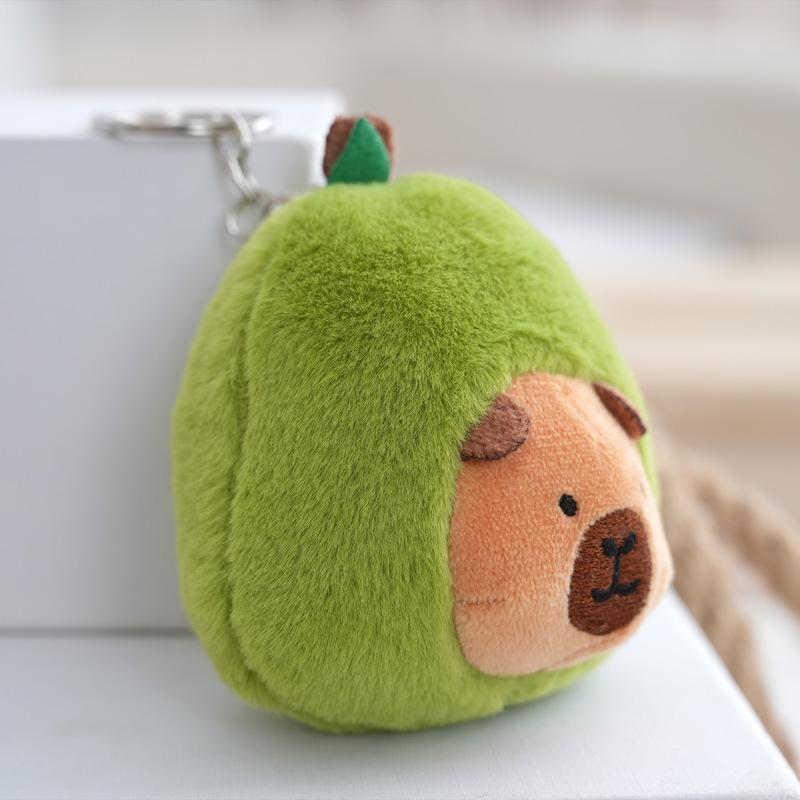 Cute Avocado Capybara Plush Keychain Doll Kawaii Backpack Pendant Gift For Girls And Kids Decorative Toy