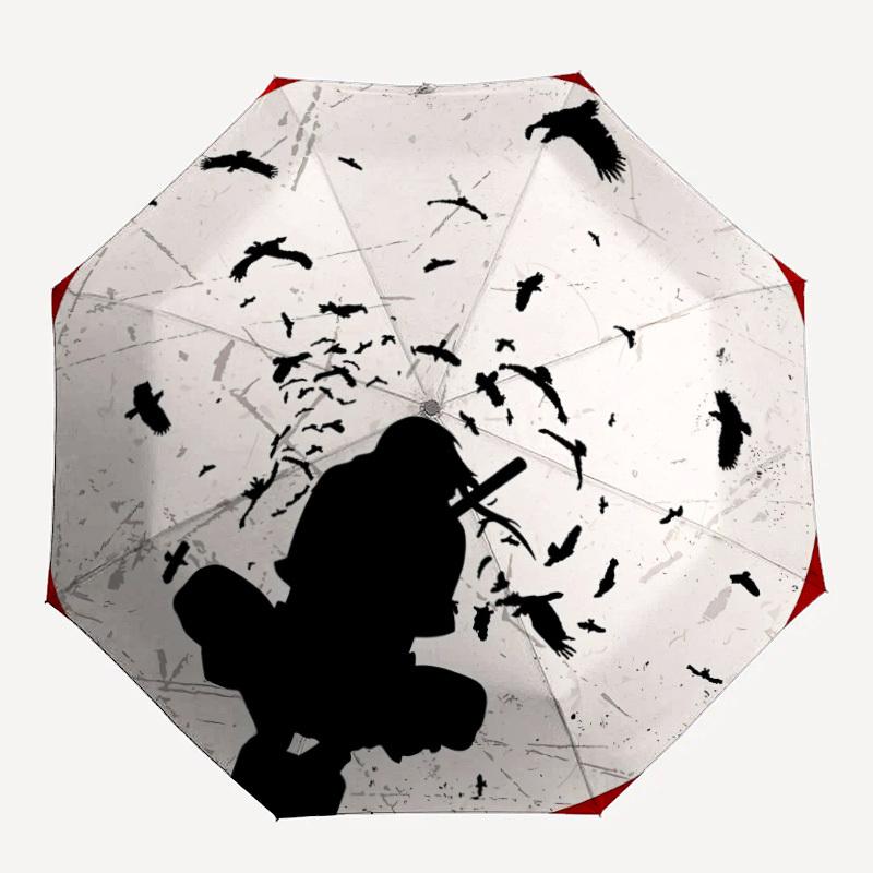 

1pc Crow Silhouette Automatic Folding Windproof Umbrella with 8 Bones, 3-Fold Compact Umbrella, Compact Design On-the-Go Essential, casual o