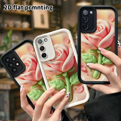 Phone Case: 2D Flat, Suitable for Samsung Galaxy A34 A35 M05 M06 S20 S22 S21 FE Plus 5G Protective Case, Pink-white Gradient Rose, Perfect Christmas a