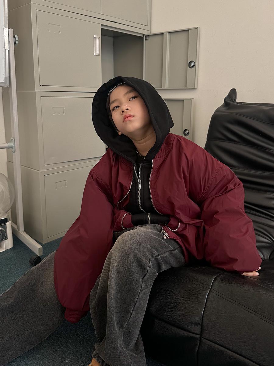 

Boys 2025 Autumn/Winter Cotton-Padded Korean Style Hooded Jacket: Two-Piece Look, Mid to Big Kids Trendy Outerwear 150cm