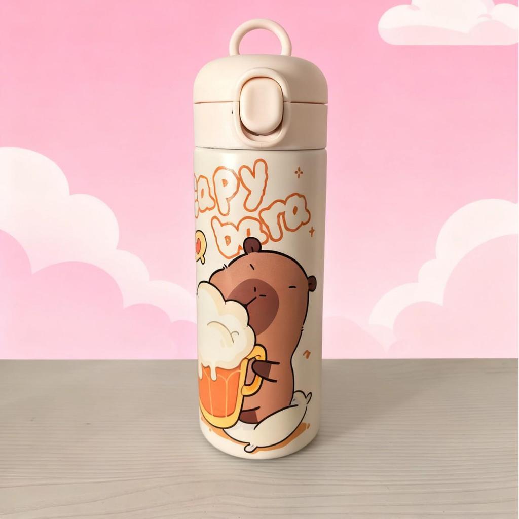 Popular 3D Printed Cartoon KT Cat Stainless Steel Thermos Flip-Top Cup for Women and Kids