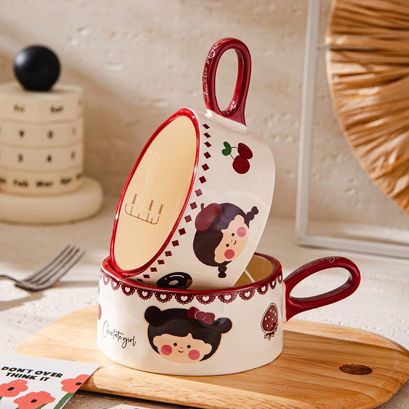 Ceramic Breakfast Cup Milk Oatmeal Cup Exquisite Coffee Cup In Retro Cartoon Cute Pet Creative Cup