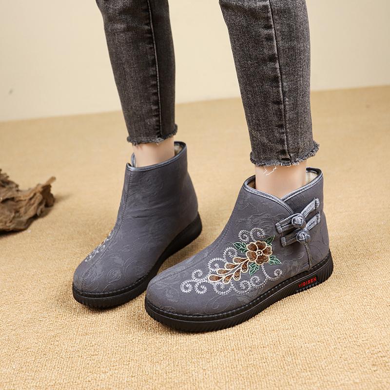Fashion Women's Snow Boots Winter Fashionable and Comfortable Flat Boots Casual Thick Sole Embroidered Women's Shoes Botas De Mujer