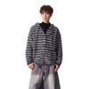 Unisex Schwergewichtiger, gestreifter Kapuzencardigan, Herbst/Winter, Koreanischer Stil, Strickpullover aus Wolle für Paare.