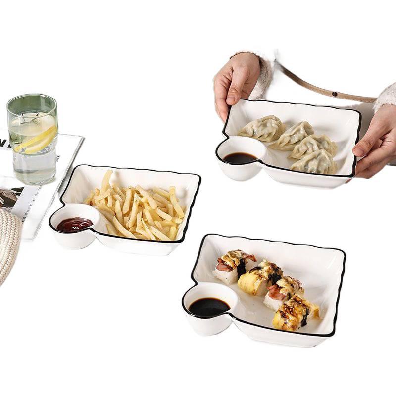 Dumpling & Vinegar Dish: Elegant Shrimp Plate for Children's Breakfast