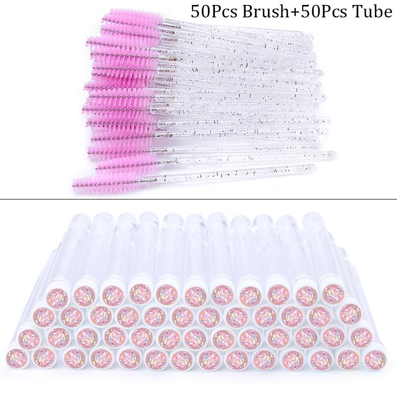 100 Stück Diamant Augenbrauenbürstenröhrchen Leer Wiederverwendbar Wimpern Mascara Stäbchen Hülle Austauschbare Kristall Wimpernbürste Staubdicht Make-up Werkzeug