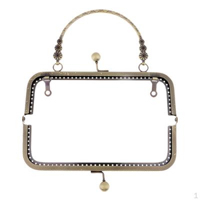 Vintage Metal Purse Clasp Handle Sewing Clutch Bags Accessories - Bronze