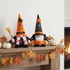 Reusable Festival Tabletop Decor Halloween Gnome Decoration, Spooky Orange Black Spider Web Boo Swedish Tomte Gift for Kids Adults Elf Figurine, Plush
