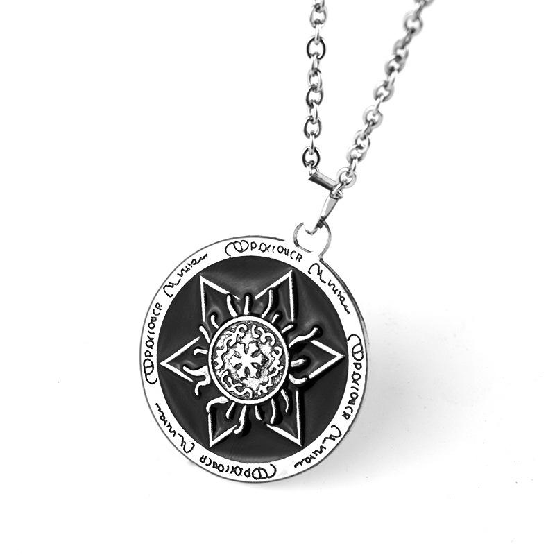Hexagonal Star Lotus Necklace Hip Hop Street Trendy Men's Pendant Retro Titanium Steel Hexagram Star Necklace