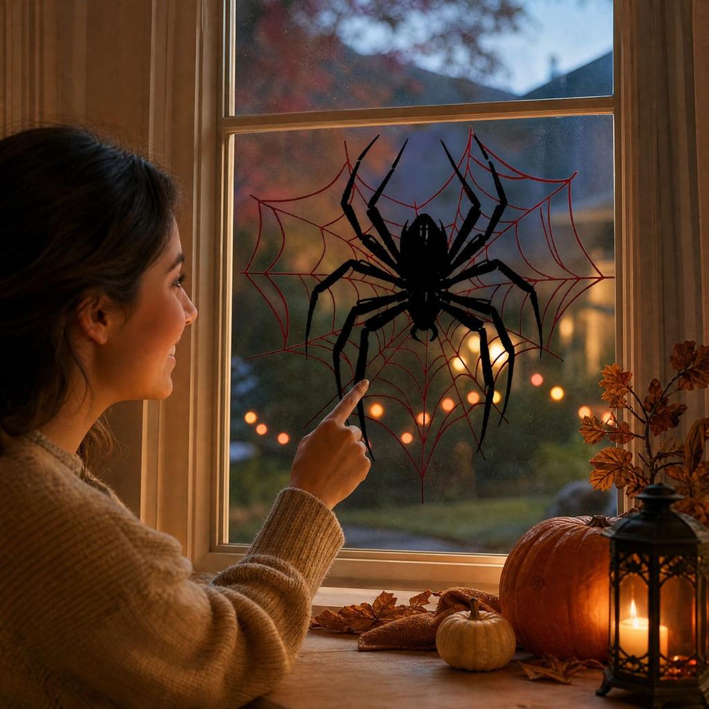 Halloween Sorte Vinduesklistermærker, Uden Lim Aftagelige Statiske Dekaler til og Stue Glasdekoration