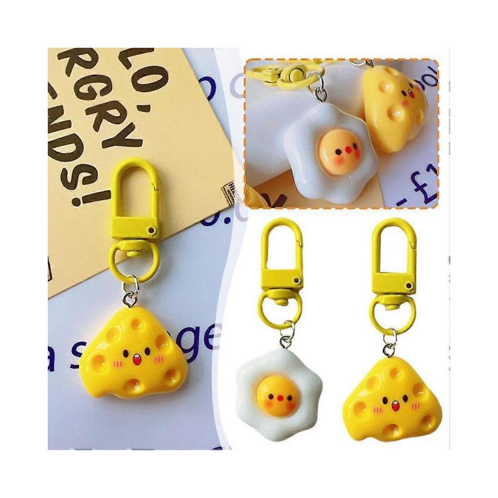 Cujmh Resin Fried Egg Keychain Cute Simulation Food Pendant Bag Charm Accessory