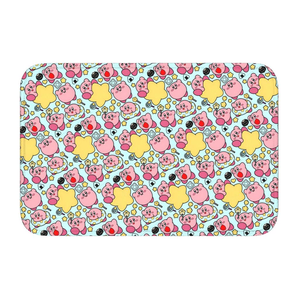 Kirbys Cartoon Game Floor Door Kitchen Bathroom Mat Anti-Slip Indoor  Doormat Garden Living Room Entrance Rug Carpet Footpad