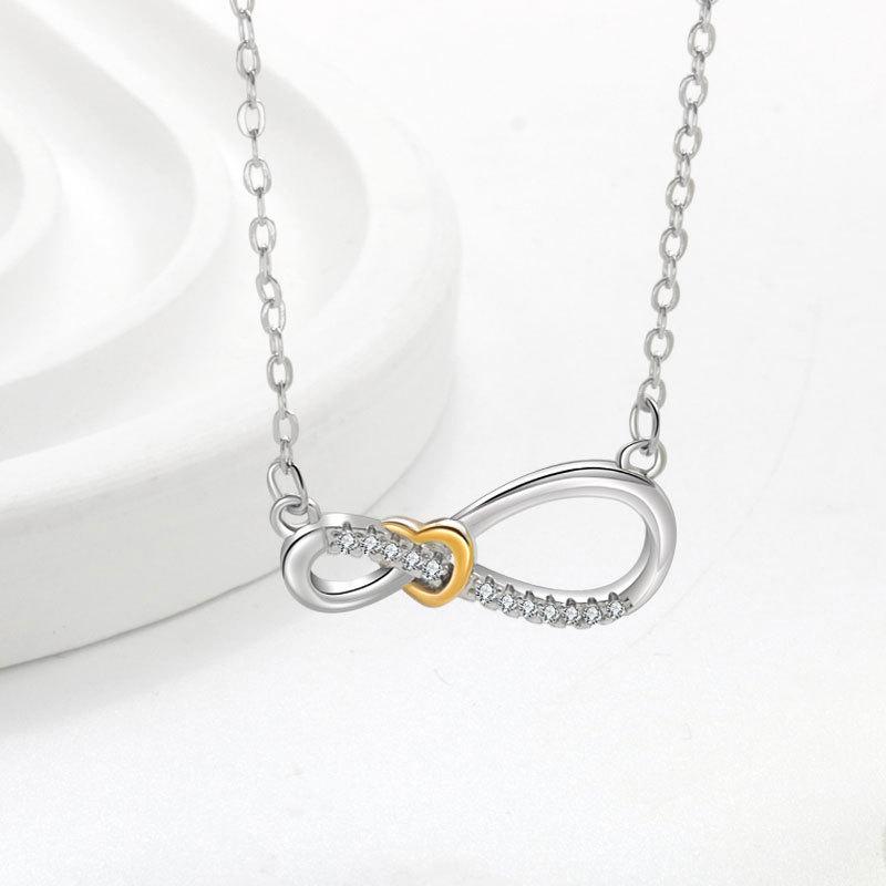 Vintage Infinity Figure 8 Buckle Necklace Bracelet Ring Set Minimalist Fashion Jewelry Gift For Women