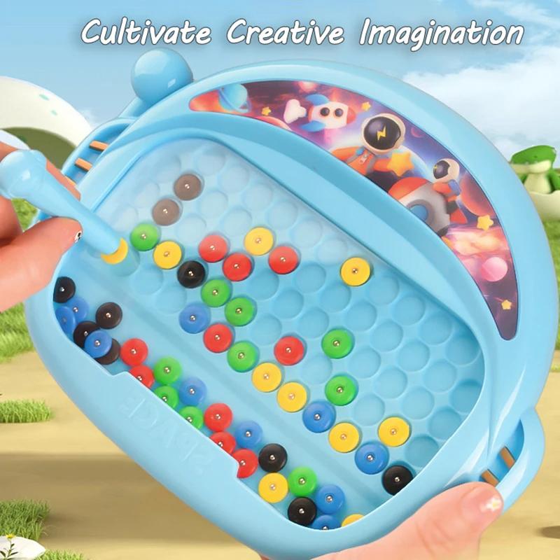 Kids Magnetic Beads Doodle Board Drawing Toys Puzzle Pen Control Focus Training Creative Thinking Game Montessori Education Toys