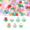 50pcs Tulips Flower Lampwork Beads Colorful Leaf Glass Loose Beads For Jewelry Making DIY Bracelets Necklace Earrings Supplies