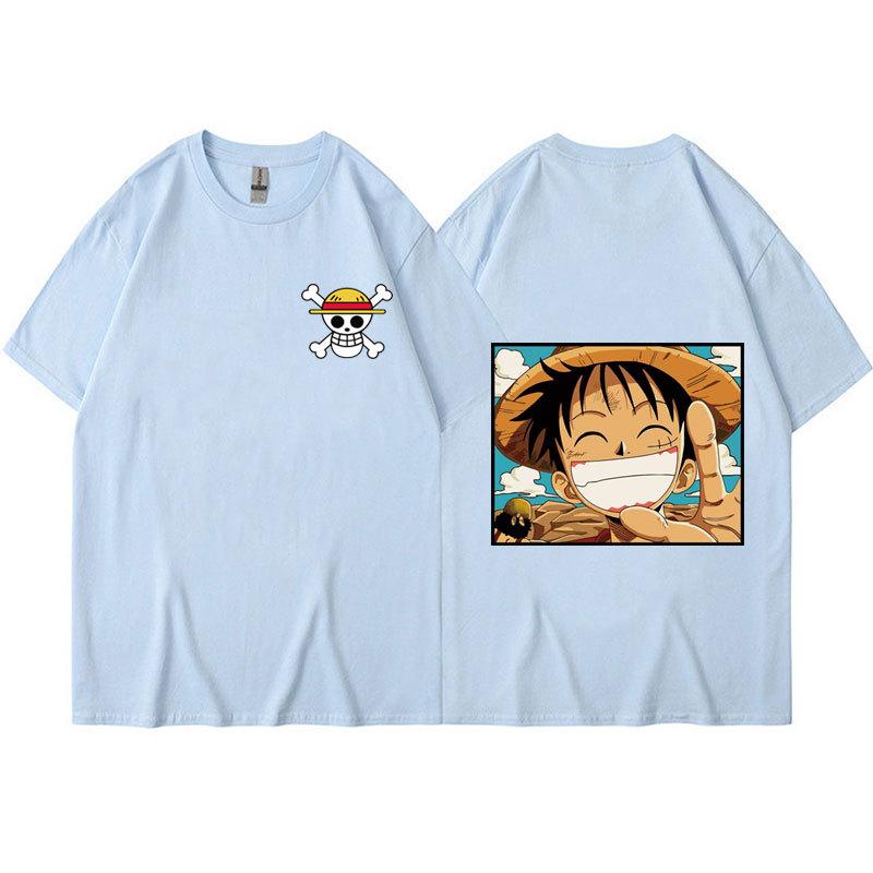 Anime ONE PIECE Mens T-shirt Harajuku Luffy Manga Graphic Tops Tees Shirt Cosplay Cotton Cartoon Tshirts Unisex Casual Summer Streetwear