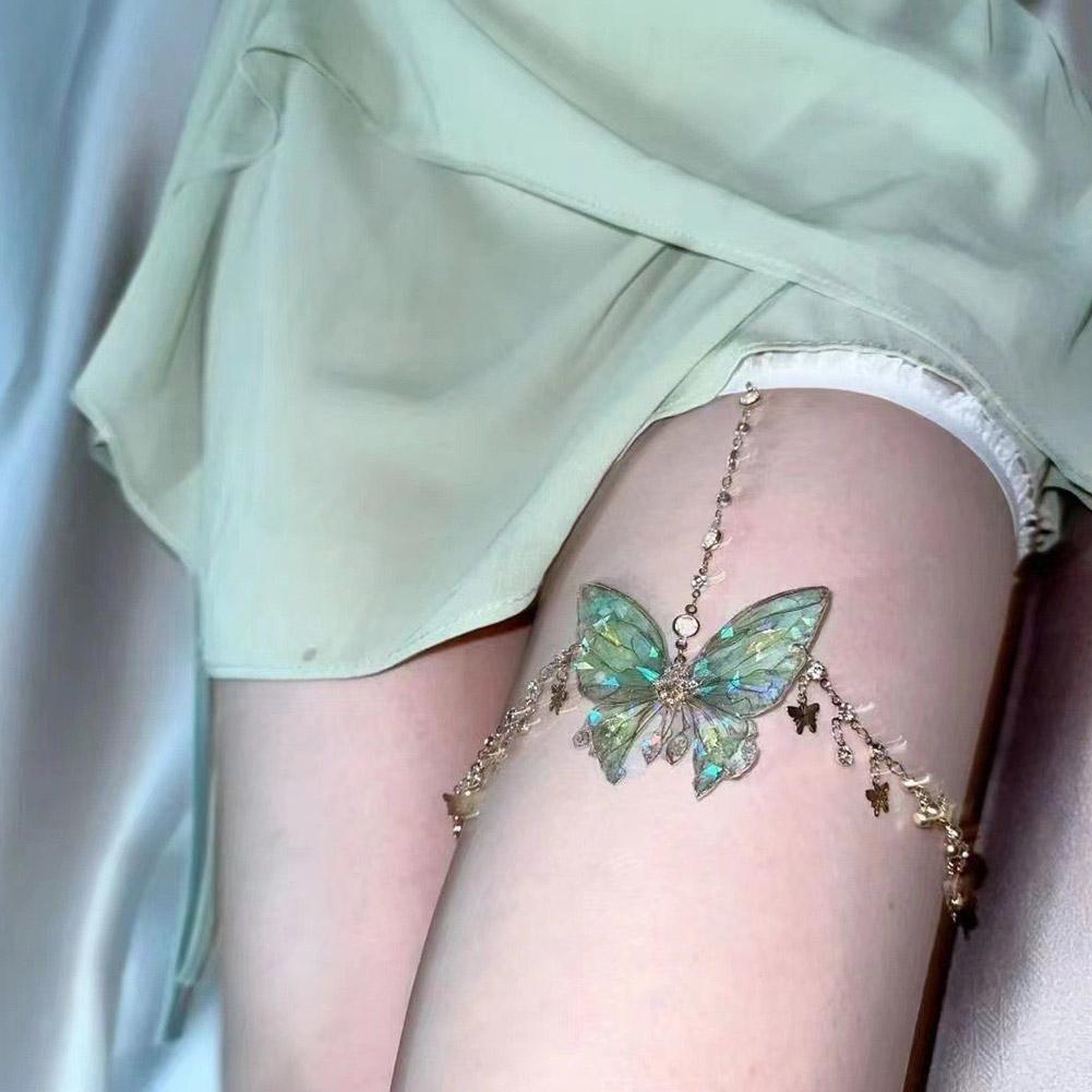 Lanț de Coapsă cu Ciucuri Fluture de Cristal de Vară Ajustabil Pentru Petrecere Bijuterie Accesoriu Lanț Metalic I3J1