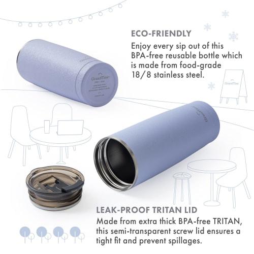 GRANDTIES Premium Drinkware Vacuum Insulated Tumbler, 590ml, Car Cup Holder Compatible & Easy Open/Close Spout (Sanctuary Noi)