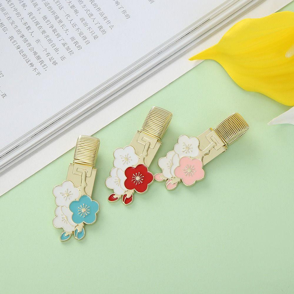 Cherry Blossom Spring Pen Clips Metal Paper Fix Clip Portable Bookmark Pen Accessories