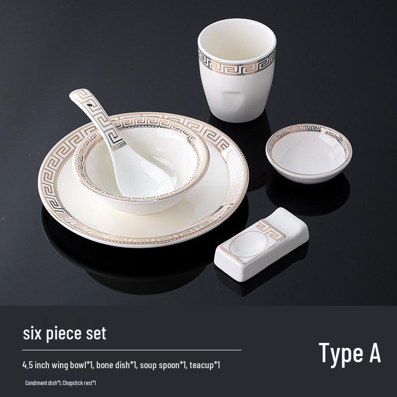 Hotel Restaurant Ceramic Tableware Set: Plates, Bowls, Cutlery, Chopsticks for Private Rooms - 7 or 8 Pieces