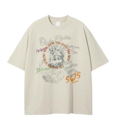 Streetwear SOS Letters Graphic T-Shirt Cotton Tshirt Unisex Tops Tees Summer Short Sleeves T Shirt