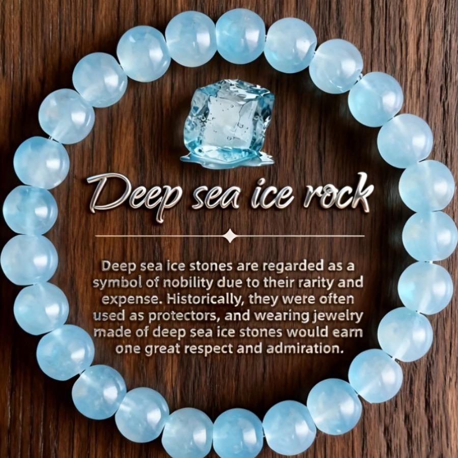 An 8Mm Natural Deep Sea Ice Stone Bracelet Featuring Bohemian Style Stone Jewelry, Serving As a Talisman for Spirit And Luck, Perfect for Casual Wear