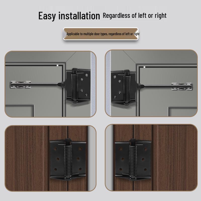 Automatic No-Drill Wooden Door Closer with Rebound Feature