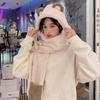 Autumn and Winter Plush Cute Warm Versatile Scarf Cartoon Bear Versatile Casual Hat Scarf Gloves Three-piece Set