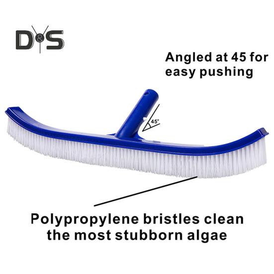Rubber Pool Brush Head 45cm Long Cleaning Brush Pool Floor Walls High-Efficiency Curved Ends Scrub Brush