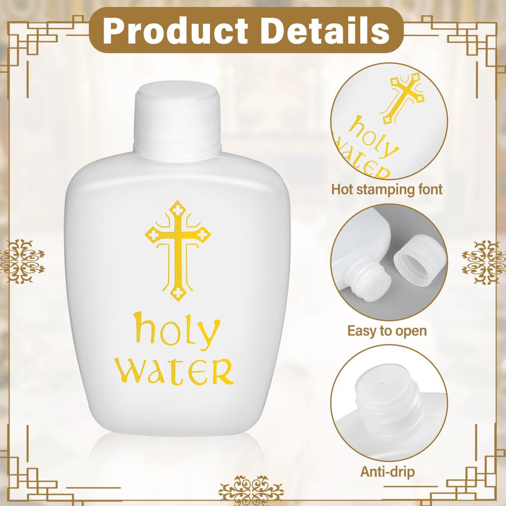 20 Pcs Holy Water Bottles 2Oz Empty Container With Gold Cross 60Ml Holy Water Plastic Bottle For Compact And Portable Holy Water