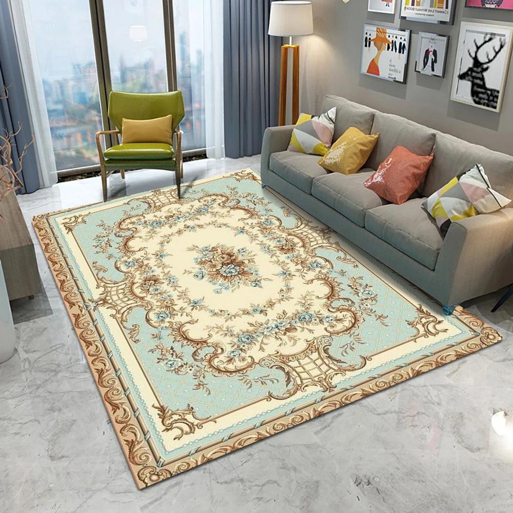 Vintage Rustic Carpet Shabby Rose Rugs Luxury Soft Elegant Traditional Rugs Floral Floor Carpet Home Living Room Bedroom Mats