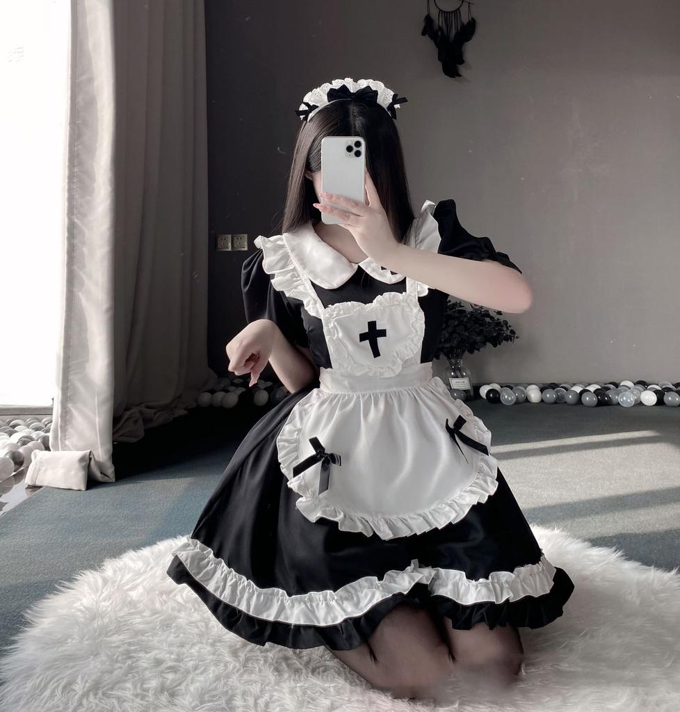 Kostým služky Cosplay Ženy Klasické Šaty služky s krátkým rukávem Oblečení Japonsko Sexy Lolita Zástěra Uniforma Halloween Oblečení zdravotní sestry