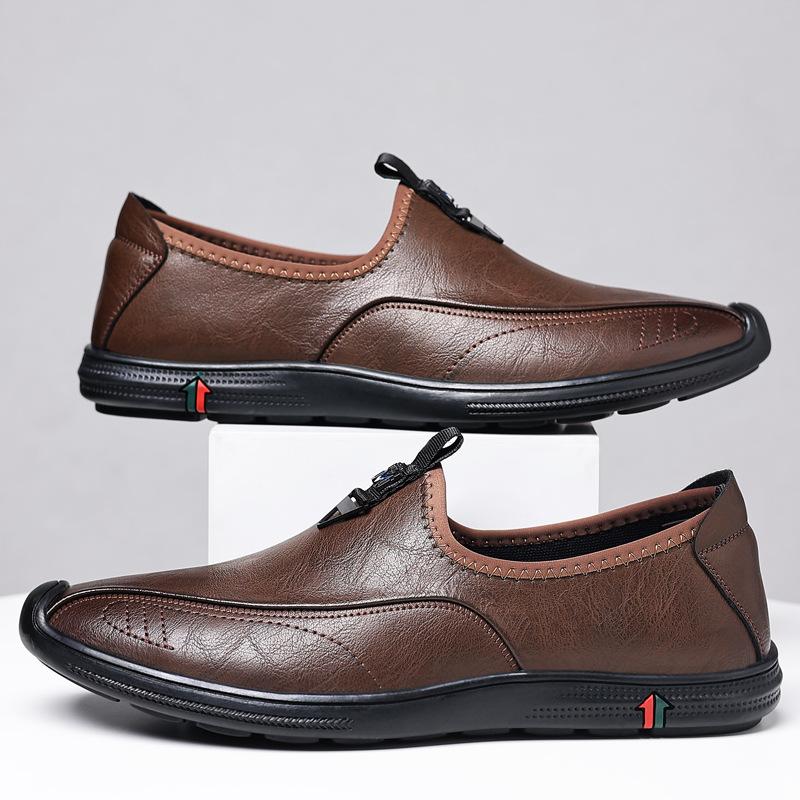 

Мужская обувь новая корейская простая с мелким вырезом на один педаль одинарная обувь легкая и удобная поверхность из ПУ внешняя кожаная обувь 44