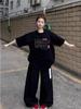 Women's Black Pure Cotton Trendy Streetwear Loose-Fit Short Sleeve T-shirt
