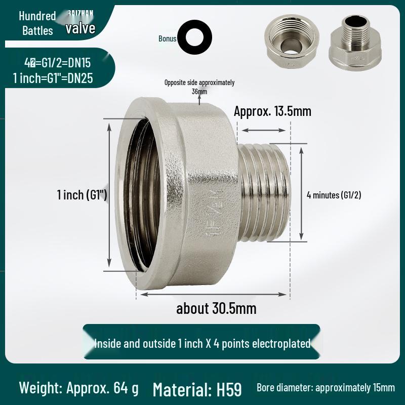 Copper Reducing Coupling and Tee Reducer Elbow, Female To Male Thread, 4 To 6 Points Conversion.