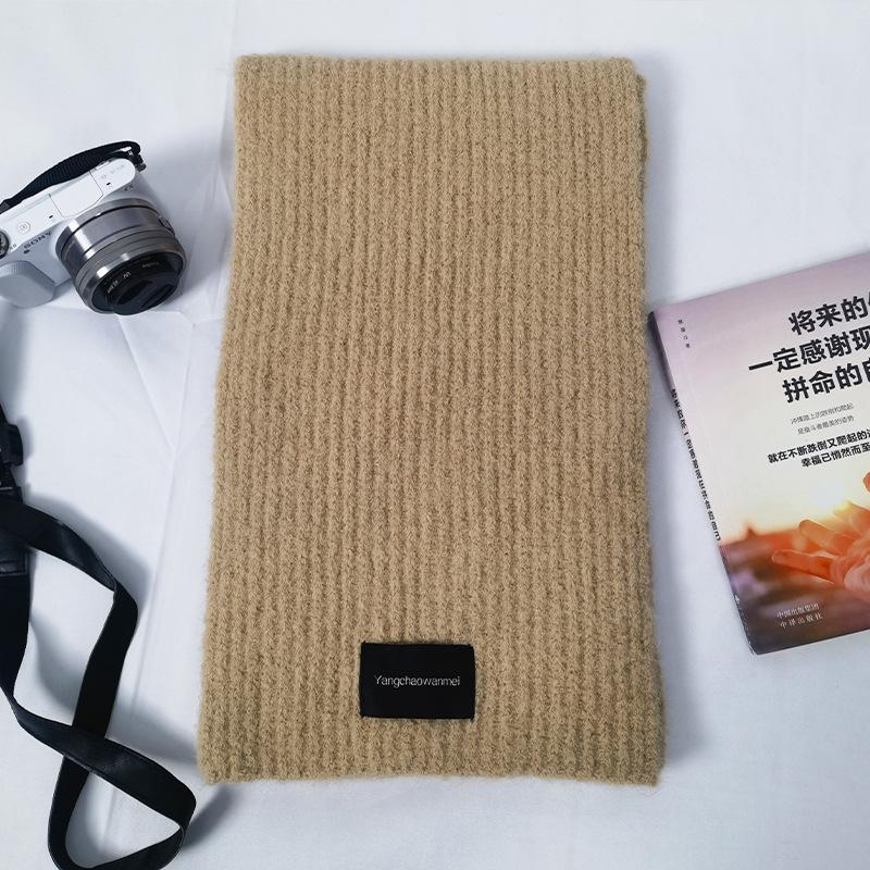 

Новый однотонный вязаный шарф из смесовой шерсти, женский осенне-зимний универсальный теплый шарф для студентов, шаль с ощущением высокого класса 165*20 светло-коричневого