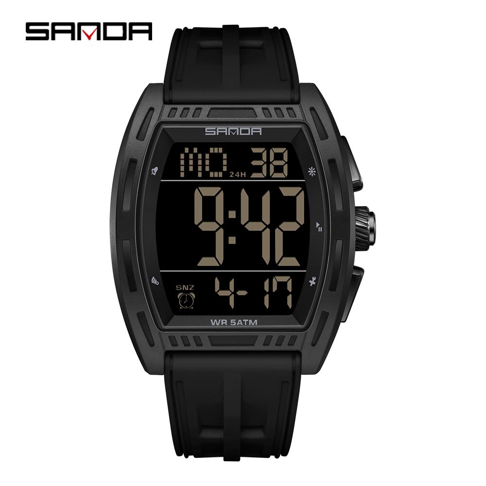 SANDA Fashion Electronic Watches for Man Multifunction Alarm Clock Luminous Calendar Chronograph Student Digital Wristwatch