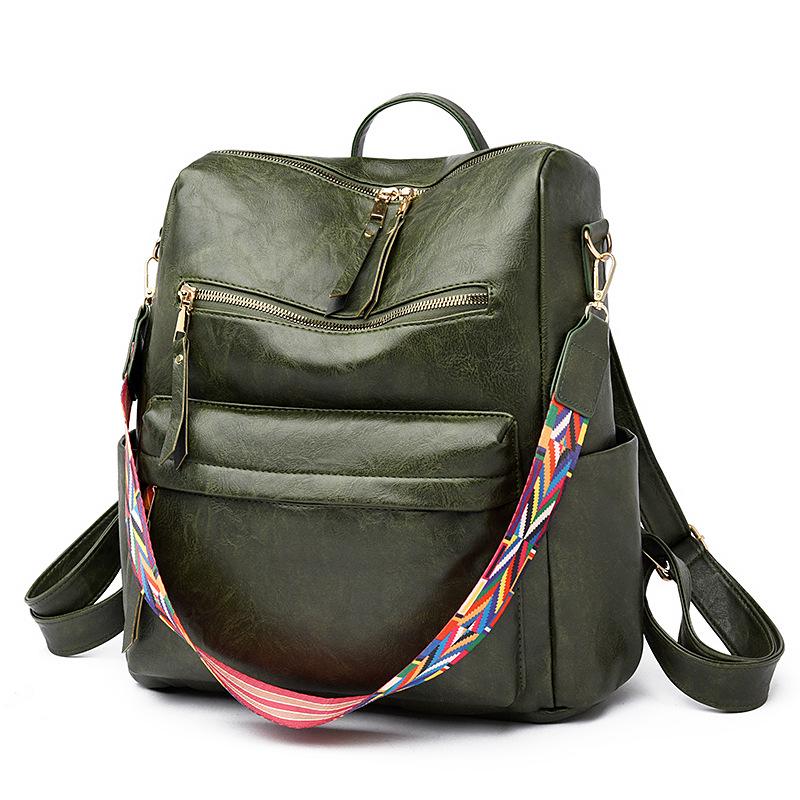 2026 Retro Women s Large Capacity Casual Backpack: Korean Style Soft Leather, Versatile Two-Use Commuter Bag