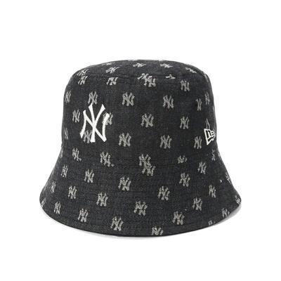 NEW ERA Bucket Hat MLB Monogram Jacquard NY Yankees BUCKET01 Black/Chrome Unisex M/L