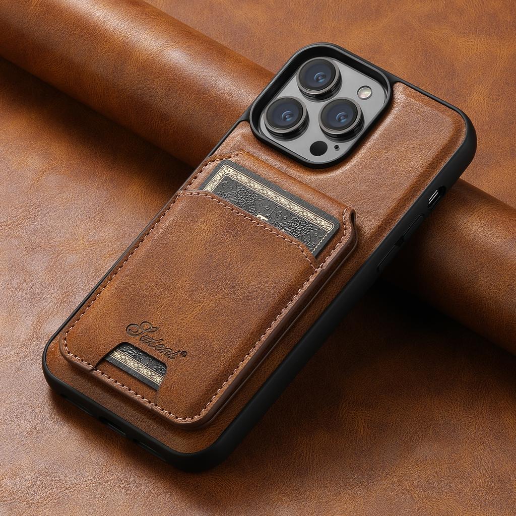 SUTENI Compatible Wireless Charging Phone Case Card Holder Leather Magnetic Wallet for IPhone 12 13 14 15 16 Plus 17 ProMax
