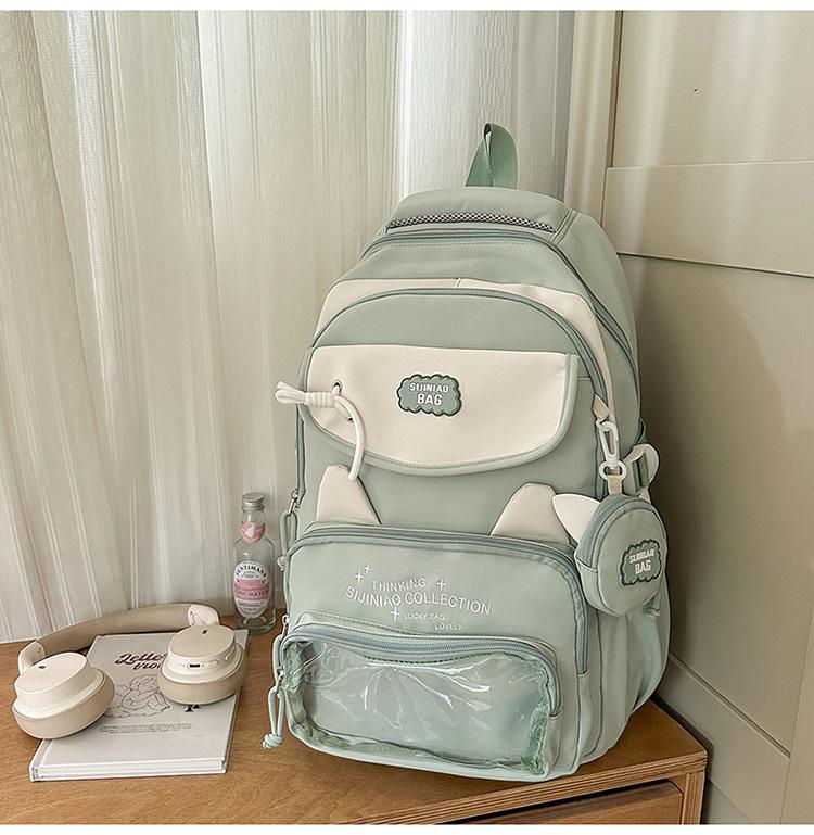 Schoolbag new high-value Japanese college style fresh and sweet contrasting color splicing backpack junior high school students lightweight backpack