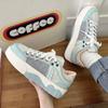 2024 Cute Round Toe Women Sneakers Blue Platform Comfortable Students Fashion Mens Shoes Vulcanized Lace-Up Zapatillas Mujer
