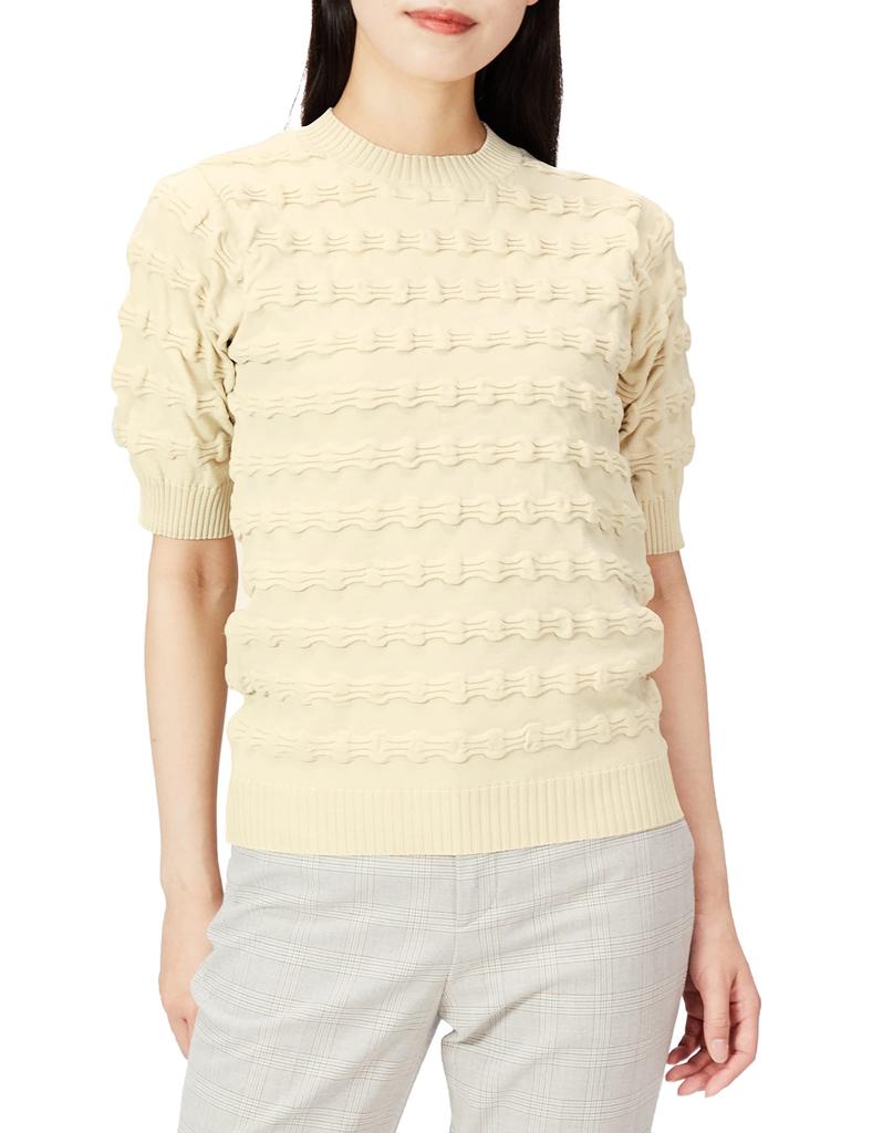 Natural Beauty Wave Pattern Knit Size M [N Basic] Women's Sweater, Off-White,