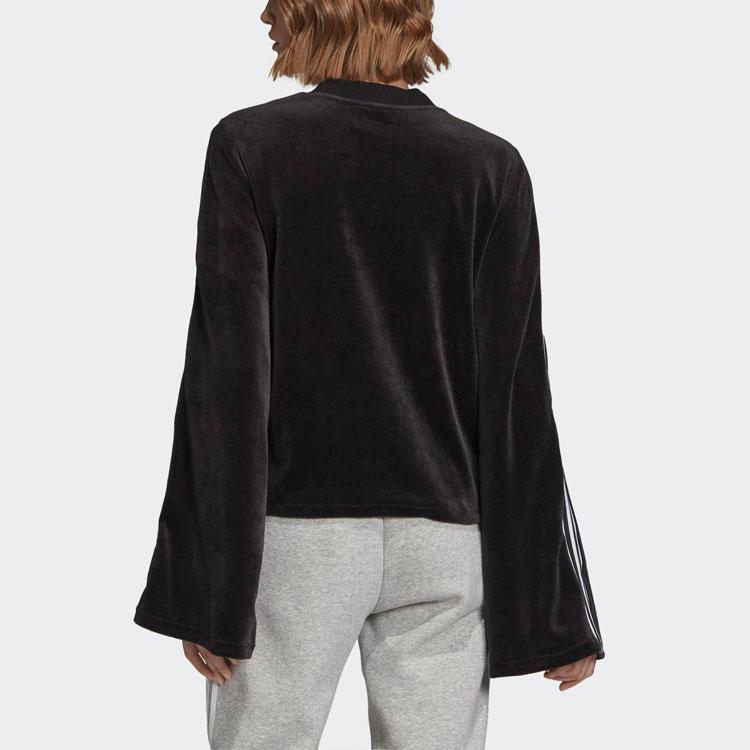 Adidas Originals Velvet Sweater Sports Short Round Neck Pullover Women Sweater Black ED4752